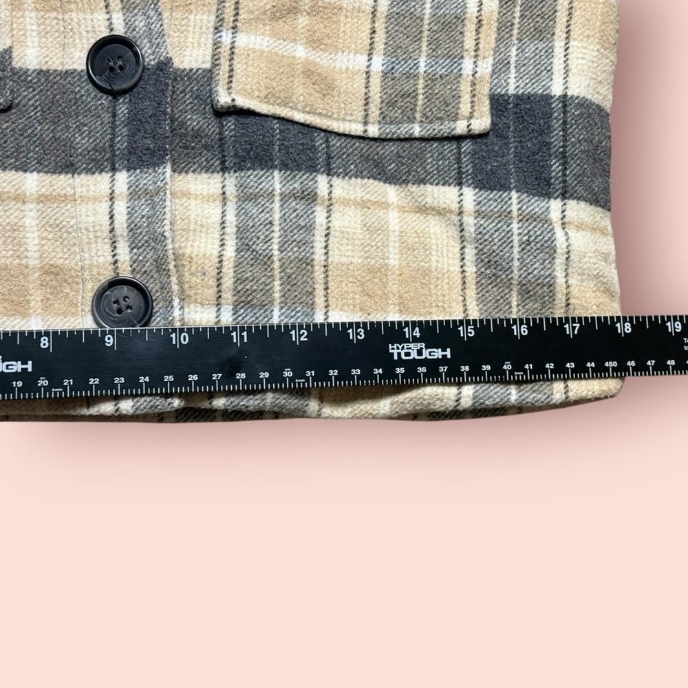 Hurley Plaid Sherpa-Lined Shacket Jacket Beige Tan Gray Small - Picture 8 of 9